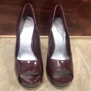 Jessica Simpson Burgundy Peep toe Heels Size 7